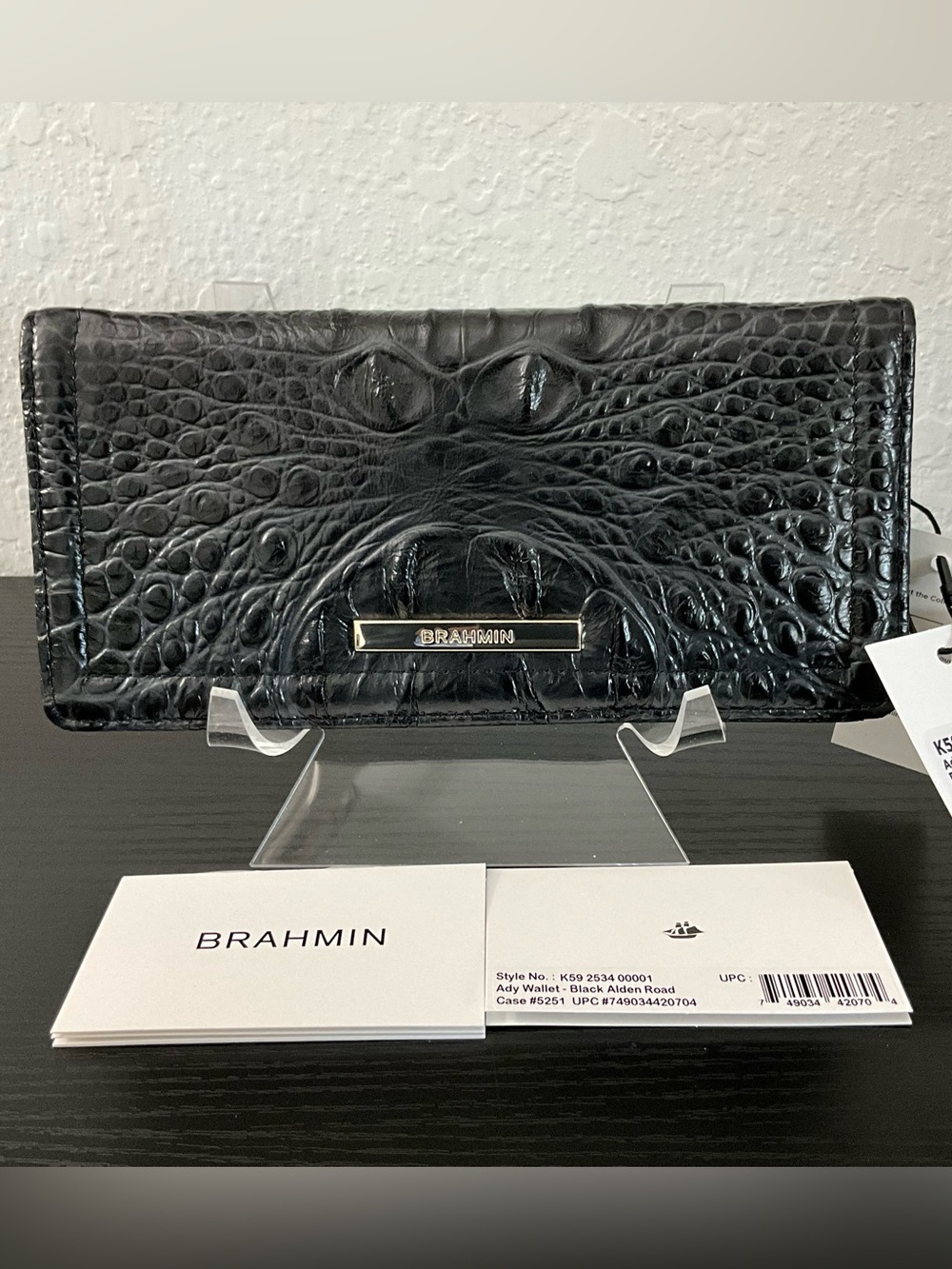 Brahmin Ady BLACK ALDEN ROAD Softer Leather Slim Wallet W/Eye